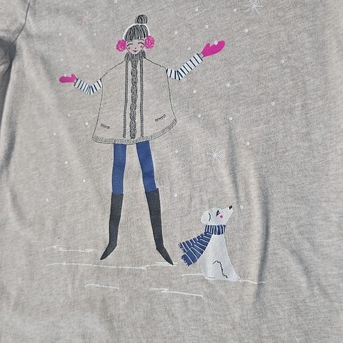 Girls Sparkly Winter Holiday LS Shirts Sz XL/14 Mixed Lot/2 Snow Puppy Dog Print - Picture 6 of 14
