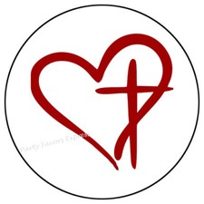 HEART WITH CROSS ENVELOPE SEALS LABELS STICKERS PARTY FAVORS