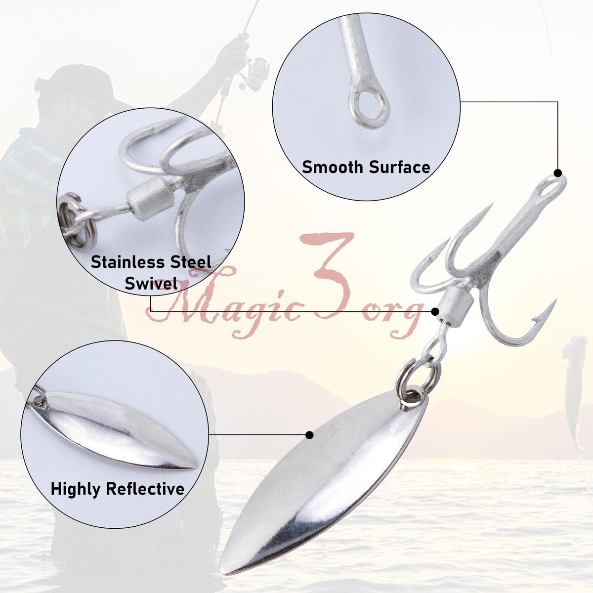 contrasting fish hooks Double Offset Circle Hooks 9/0