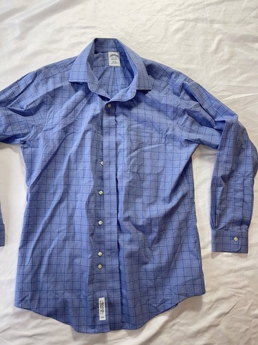 Brooks Brothers Mens Blue Plaid Slim Fit Shirt L/S Button Down SZ M 15.5 33 - Picture 3 of 3