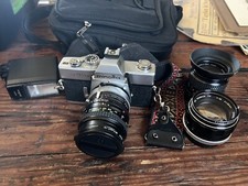 Vintage Minolta SRT201 SLR 35mm Camera with 3 Lenses