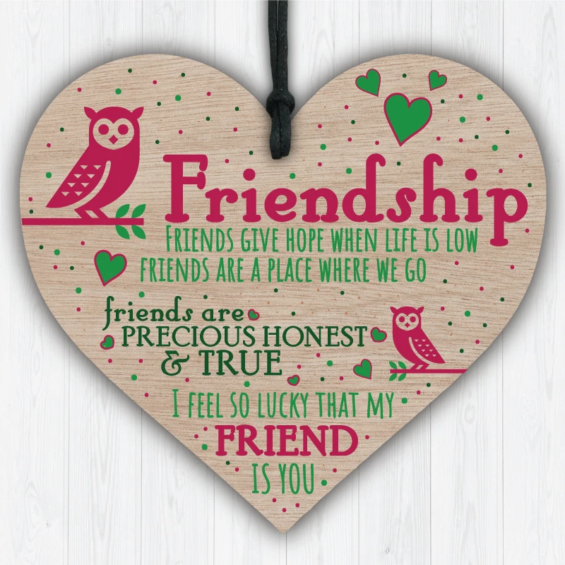 Friendship Gift Wooden Heart Plaque Birthday Thank You Gift For Best Friend