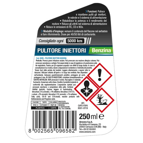 Additivo Pulitore Iniettori Benzina Arexons - 2 Flaconi da 250ml (500ml) - Foto 2 di 2