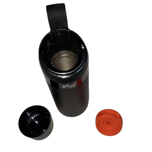 Botella de agua de acero inoxidable con aislamiento de aire negra 180 ml/16 oz - Imagen 5 de 7