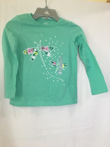 NWT Carter's Dragonfly Floral Shirt Top Girls Long Sleeve Turquoise many sizes - Picture 2 of 4