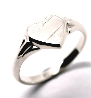 Kaedesigns, New  Genuine 9ct White Gold Small Heart Signet Ring Size H 201
