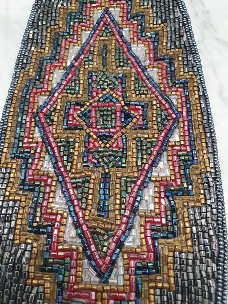 Vintage La Regale Geometric Aztec Cummerbund Belt Glass  display picture 1