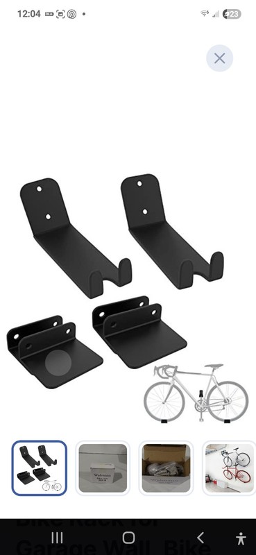 Walmann Bike Rack Wall Mount Storage Hook for 2 Bikes Metal Black