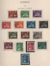 SWEDEN 1924 SCOTT #213–227 USED SET OF 15 TO 5KR.