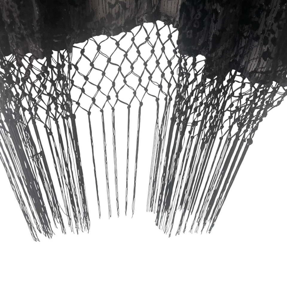 Jessica Simpson XL Witchy Velvet Fringe Metallic Open Front Cardigan Long Top - Image 4 of 4