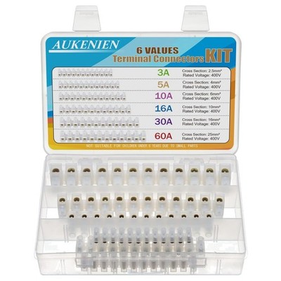 Lüsterklemmen Set 6 Werte Weiß Kabelklemmen 3A 5A 10A 15A 30A 60A Elektronik