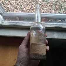 MICHELSEN BAY RUM ST.THOMAS EMB & LABEL 1890s RARE AFTER SHAVE BOTTLE HAND BLOWN