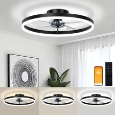 Low Profile Ceiling Fans with Light and Remote,19.7in Fandelier Ceiling Fan w...