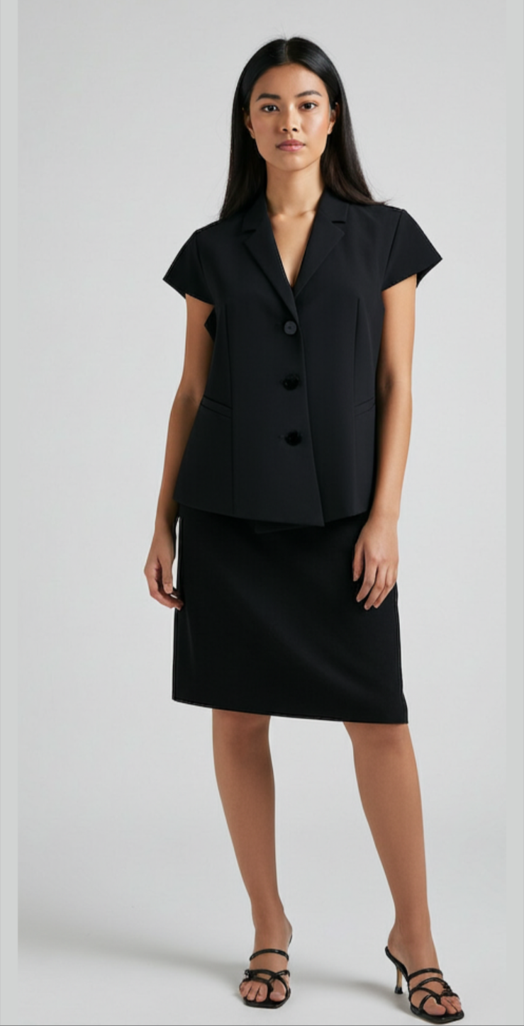 NwT: Calvin Klein Black Tailored Skirt Suit – Classic Two-Piece Set Size 6/8