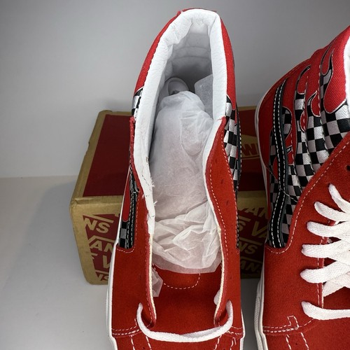 Vans Sk8-Hi Reflect Check Flame Red Black Flames Checkerboard Jr/M 5 / Women 6.5 - Picture 9 of 14