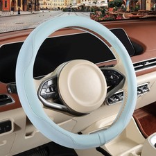 Nappa Leather Blue Steering Wheel Cover, Advanced Microfiber Leather Non-Slip
