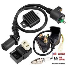 Gy6 Ignition Coil AC CDI Box Solenoid Relay Voltage Regulator Spark Plug for