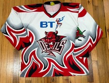 Maillot de hockey sur glace vintage Cardiff Devils Elite Wales Elite EIHL homme XL