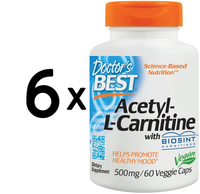 6 X Doctors Best Acetyl L-Carnitine With Biosint Carnitines, (333,15 Eur/Kg)