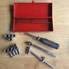 Snap On Tools Sae Shallow Socket Set Lot 14 Drive W Breaker Bars Kra-222b Usa