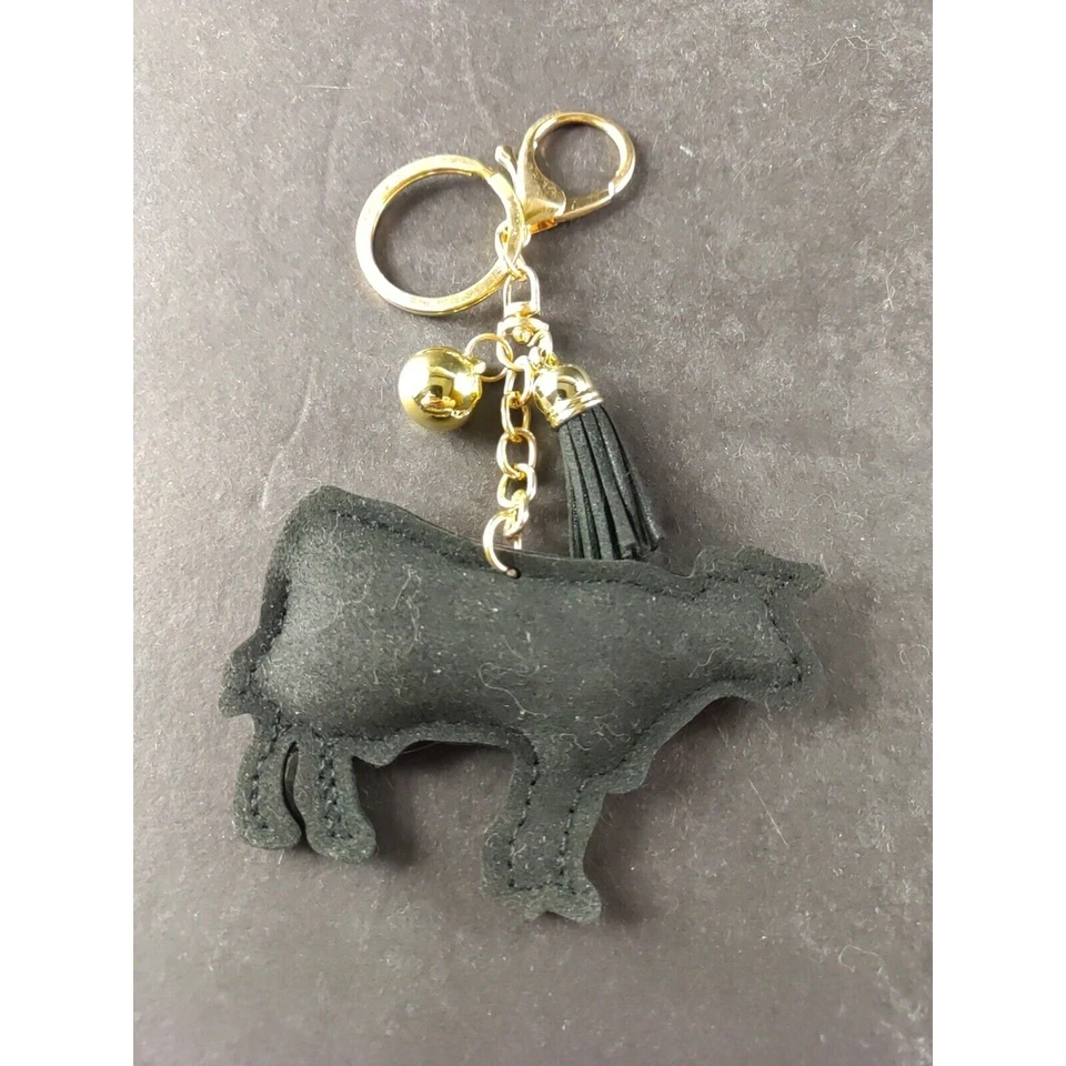 Llavero de Vaca Cartera Clip Estrás y Fieltro Borla Bola Foto 4 de 4