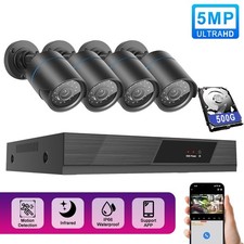 MAISI 5MP CCTV 4 Camera System HD 4CH DVR Home Outdoor Kit With 500gb Hard Drive