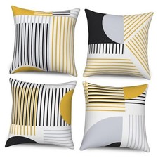 Modern Minimalist Throw Pillow Covers Geometric Striped 20" x 20" Pack of 4 