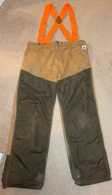 Vintage Carhartt WU256 Brush Hunting Pants 40x32 Made In USA Suspenders