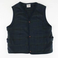 Elwood Wool Blend Vest Mens XL Green Blue Plaid