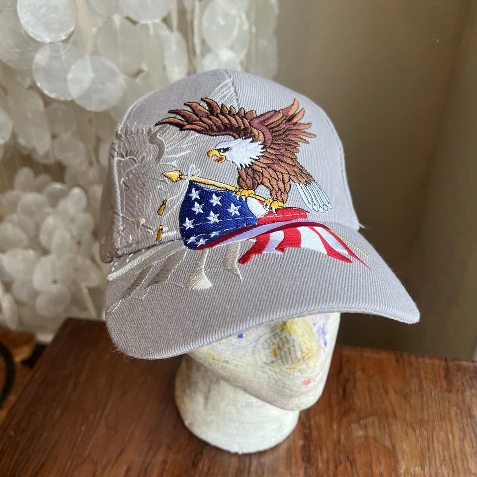 NUEVO SOMBRERO GORRA MILITAR EAGLE BANDERA EE. UU. SOMBRA Gris, Por Black Hawk Se envía ahora Foto 3 de 4