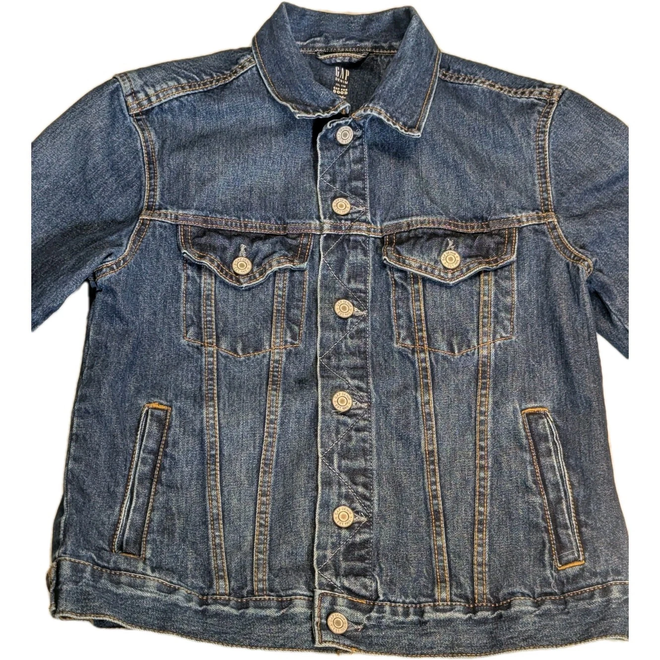 Gap Jeans Jacket Boys 2XL Pockets Button Up Collared Blue Y2k Denim Bangladesh