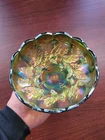 Pretty Green Millersburg Carnival Glass Holly Sprig 6 5/8" Bowl