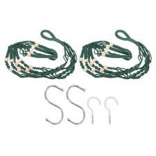 2Pcs Macrame Plant Hanger 35" Macrame Vintage Knotted Flower Pot Dark Green