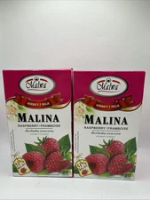 2x MALWA FRUIT HERBAL TEA MALINA RASPBERRY NO Caffeine 2gx20 Tea Bags POLAND