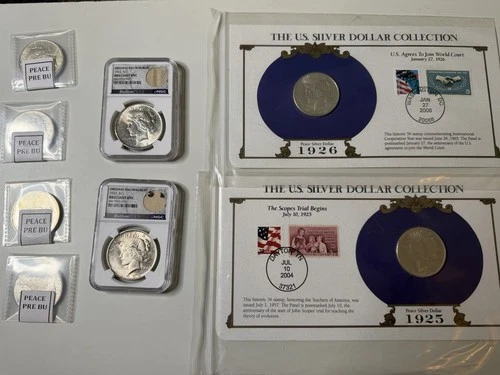 Peace Dollar Collection Lot!! 8 BU Uncirculated Silver Dollars