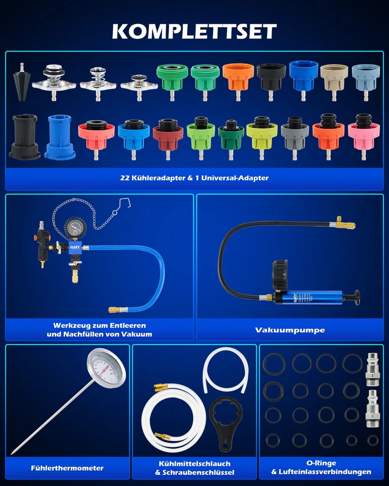 OMT 31 tlg. Kühlsystemtester Kühler Abdrückgerät Kühlsystem prüfen Drucktester - Bild 3 von 4