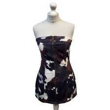 Nasty Girl Petite Cow Girl Denim Bandeau Mini Dress Bnwt Women's Size 12 II409
