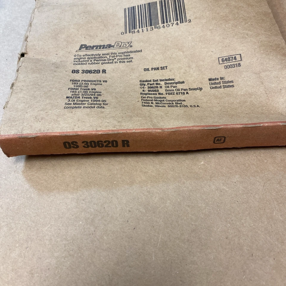 ¡Junta de cárter de aceite NOS Fel-Pro OS30620R! F+S! Foto 2 de 3
