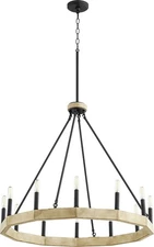 Quorum International 6189-12 Alpine 12 Light 30"W Chandelier - Noir / Driftwood