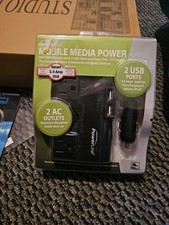 PowerLine Mobile Media Power 200 Watt Inverter with USB Ports  2 AC Outlets.