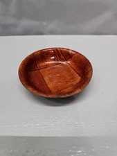 Small Handcrafted Wood Trinket Dish Round 3 Inch Saucer Vintage Style