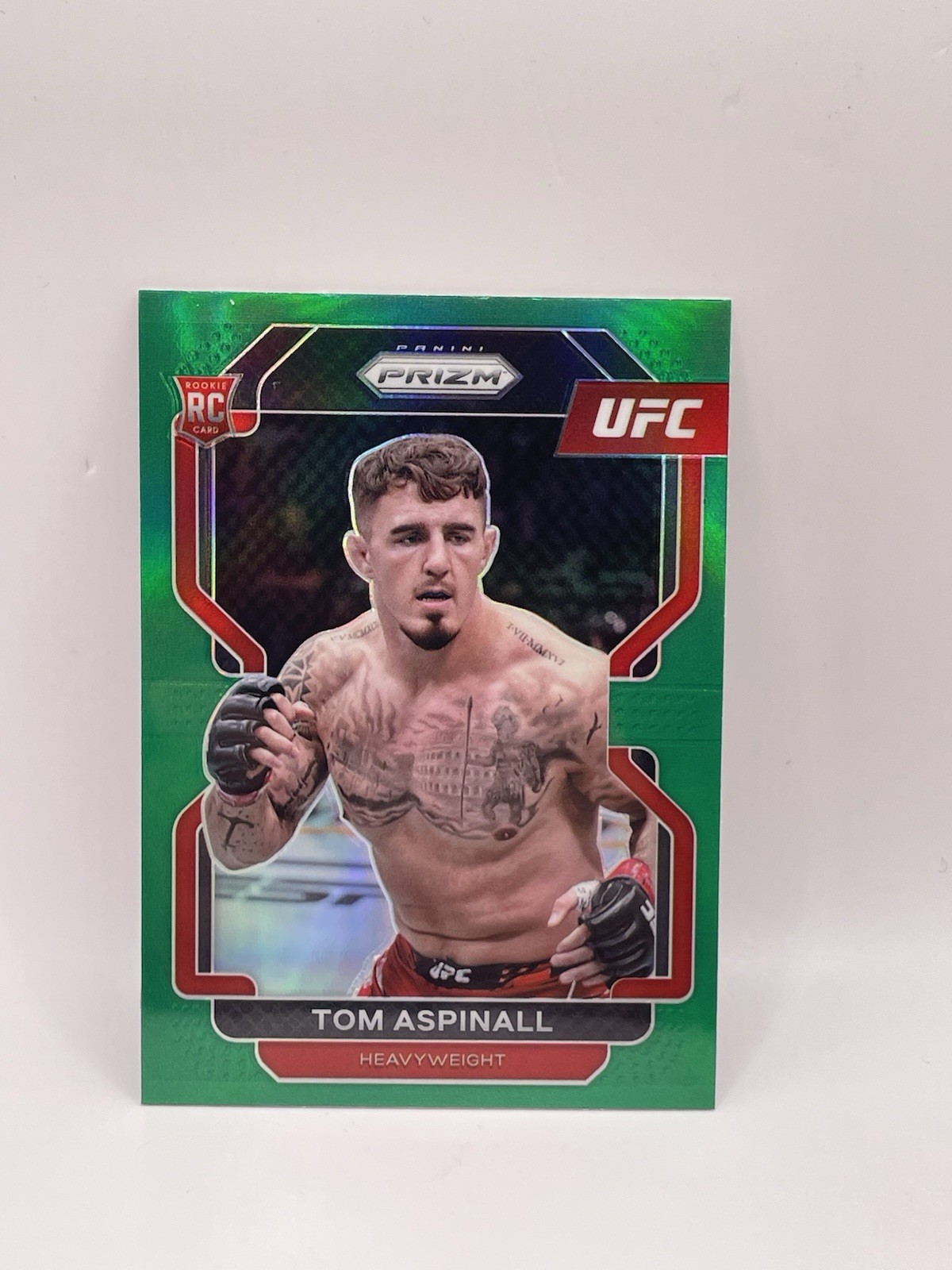 2022 UFC Prizm Tom Aspinall RC Green Prizm Parallel Rookie Card #134