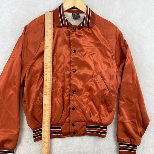 Aristo Jac Harry Chapin Satin Bomber Jacket Taxi Lies Legends Orange Size S image 8