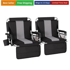 Folding Stadium Seat Bleacher Chair with Cup Holder, Mesh Bag and Hide Hooks,...