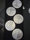 Lot of Five 2023 $1 American Silver Eagle Dollars