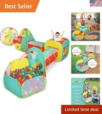 Toddler Playhouse: 5-in-1 Tent with Ball Pit, Tunnel Basketball Hoop Fun