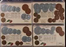POSTCARDS Coin-Cards 1901-1926 embossed currency sets with 40 assorted types.
