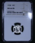 1938 Mercury Dime - 10c NGC MS66 FB - Full Bands - Nice Coin!