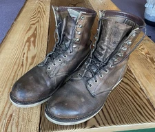 Red Wing 8” Round Toe Motorcycle/Work Boots 4563 US 9 Brown Leather Made In USA