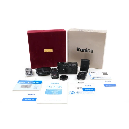KONICA HEXAR RF BLACK SET NOS + BOX 34882 #5481